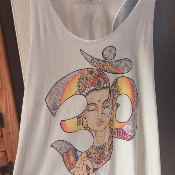White 'om' racerback tank top - Picture 2 of 3